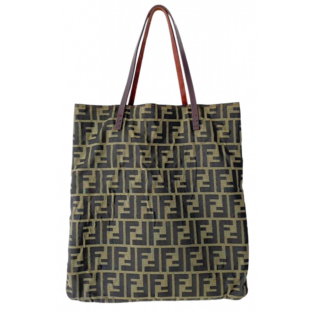 Fendi Black And Green Monogram Canvas And Leather Small Tote Bag